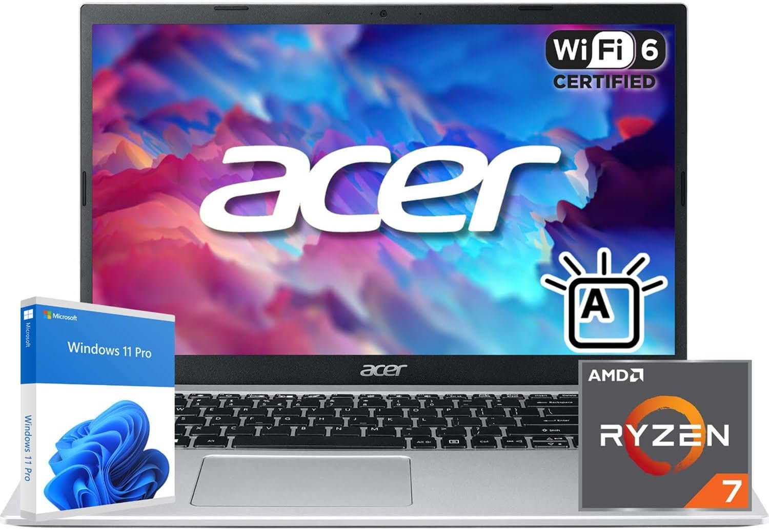Acer Aspire 3 Laptop | AMD Ryzen 7 7730U CPU(Beat Intel i7-1365U) | 15.6″ FHD Display | Backlit Keyboard | 32GB RAM | 1TB SSD | Win 11 Pro | School, Business & Productivity