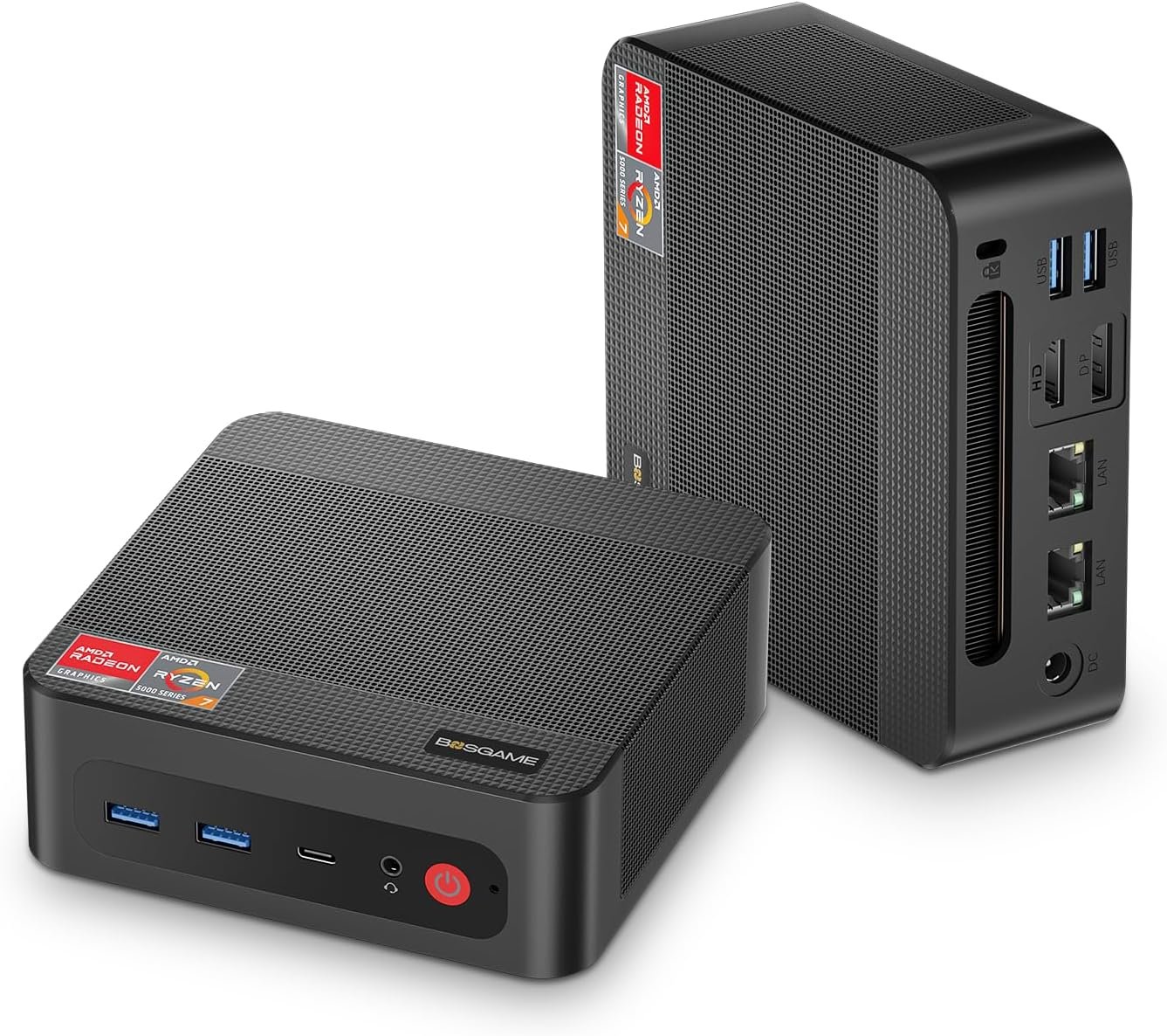 BOSGAME P4 Light Gaming Mini PC, Ryzen 7 5825U, 32GB RAM 1TB SSD, 11 Pro Triple 4K 60HZ Displays Desktop Computers, Support PS3 Emulator Micro PC, HDMI+DP+Type-C, WiFi 6E, BT5.2, Dual 2.5GbE LAN