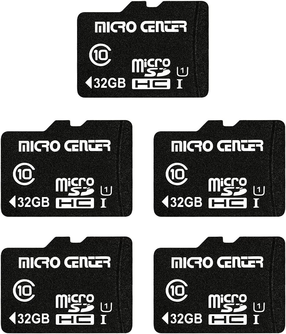 Micro Center 32GB Class 10 MicroSDHC Flash Memory Card with Adapter for Mobile Device Storage Phone, Tablet, Drone & Full HD Video Recording – 80MB/s UHS-I, C10, U1 (5 Pack)