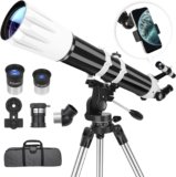 Telescope, 90mm Aperture 900mm Astronomical Refractor Telescope for Adults High Powered – Multi-Coated Professional Telescopes for Astronomy Beginners with AZ Mount, Portable Carry Bag, Phone Adapter